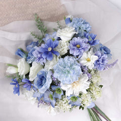 Dahlia Peony Blue Bouquet 35cmW x 50cmH