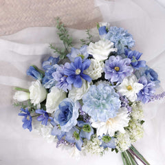 Dahlia Peony Blue Bouquet 35cmW x 50cmH