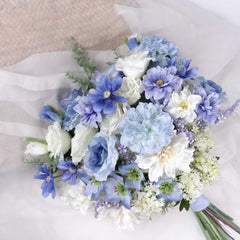 Dahlia Peony Blue Bouquet 35cmW x 50cmH