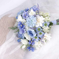 Dahlia Peony Blue Bouquet 35cmW x 50cmH