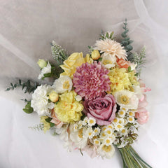 Dahlia Rose Daisy Poppy Wedding Bouquet 38cmW x 45cmH