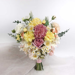 Dahlia Rose Daisy Poppy Wedding Bouquet 38cmW x 45cmH