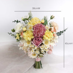 Dahlia Rose Daisy Poppy Wedding Bouquet 38cmW x 45cmH