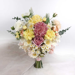 Dahlia Rose Daisy Poppy Wedding Bouquet 38cmW x 45cmH