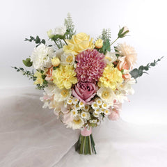 Dahlia Rose Daisy Poppy Wedding Bouquet 38cmW x 45cmH