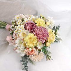 Dahlia Rose Daisy Poppy Wedding Bouquet 38cmW x 45cmH