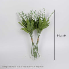 Two Bunches Lily of the Valley Bunch 34cmH