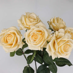 Real Touch Garden Rose Stem(Type1) Pale Yellow 75cmH