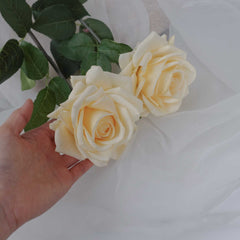 Real Touch Garden Rose Stem(Type1) Pale Yellow 75cmH