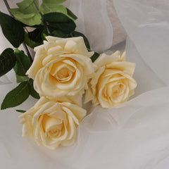 Real Touch Garden Rose Stem(Type1) Pale Yellow 75cmH