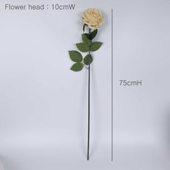 Real Touch Garden Rose Stem(Type1) Pale Yellow 75cmH