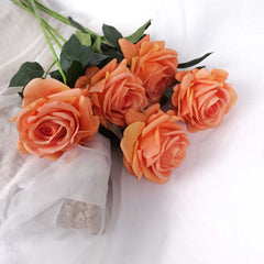 Real Touch Garden Rose Stem Orange 64cmH