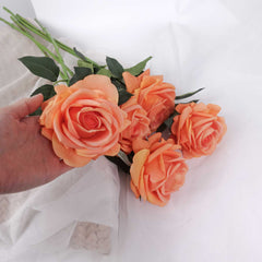 Real Touch Garden Rose Stem Orange 64cmH