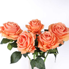 Real Touch Garden Rose Stem Orange 64cmH