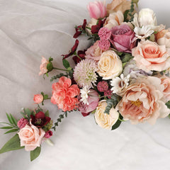 Peony Rose Bouquet and Matching Boutonniere