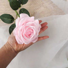 Real Touch Big Head Garden Rose Stem in Blush Pink