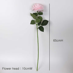 Real Touch Big Head Garden Rose Stem in Blush Pink