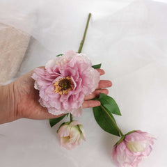 3 Heads Peony Flower Stem 52cmH