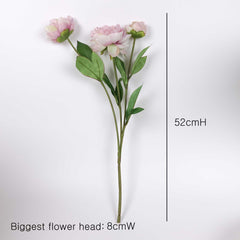 3 Heads Peony Flower Stem 52cmH