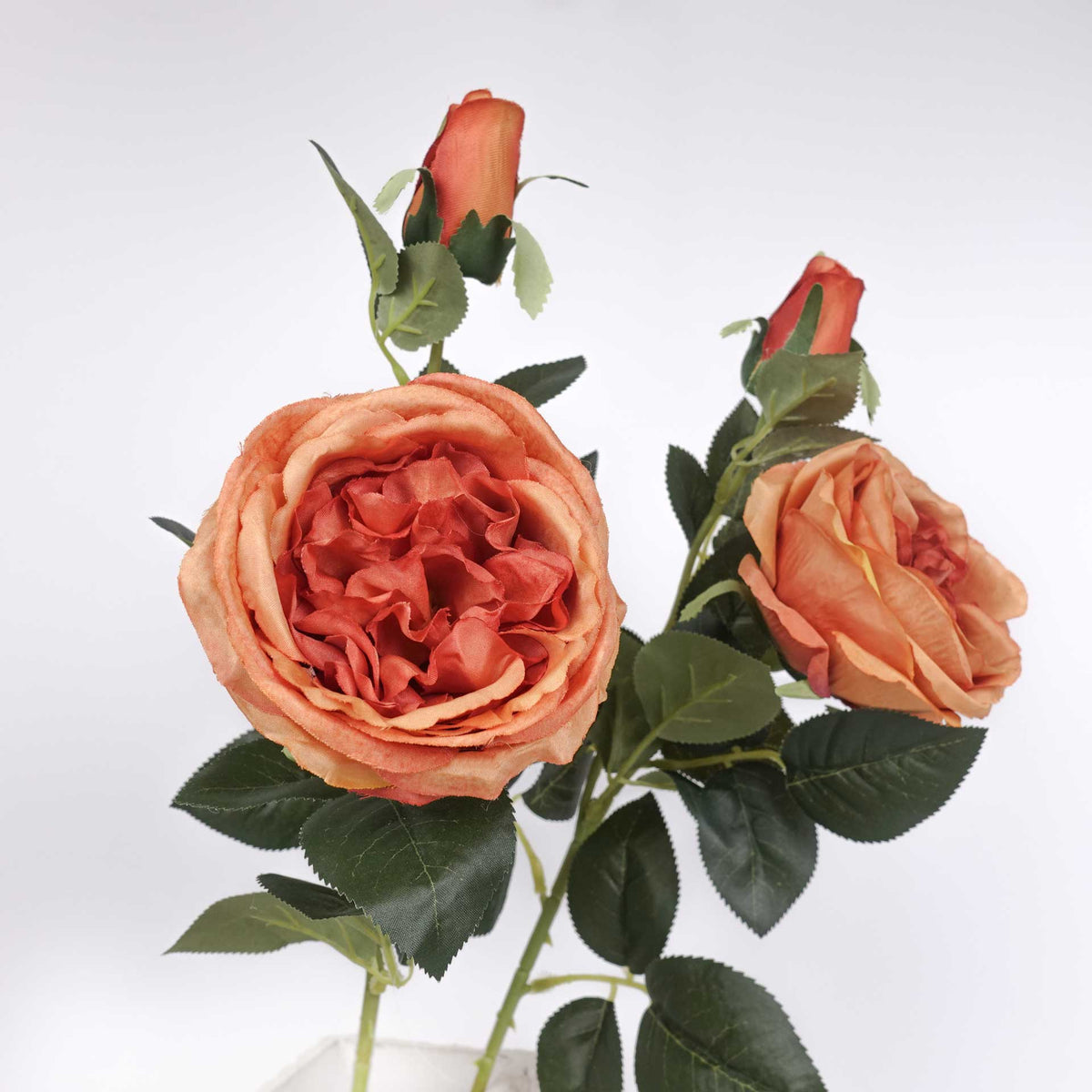 Artificial Burnt Orange Rose Stem