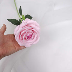 Single Velvet Pink Rose Stem 50cmH