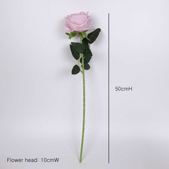 Single Velvet Pink Rose Stem 50cmH