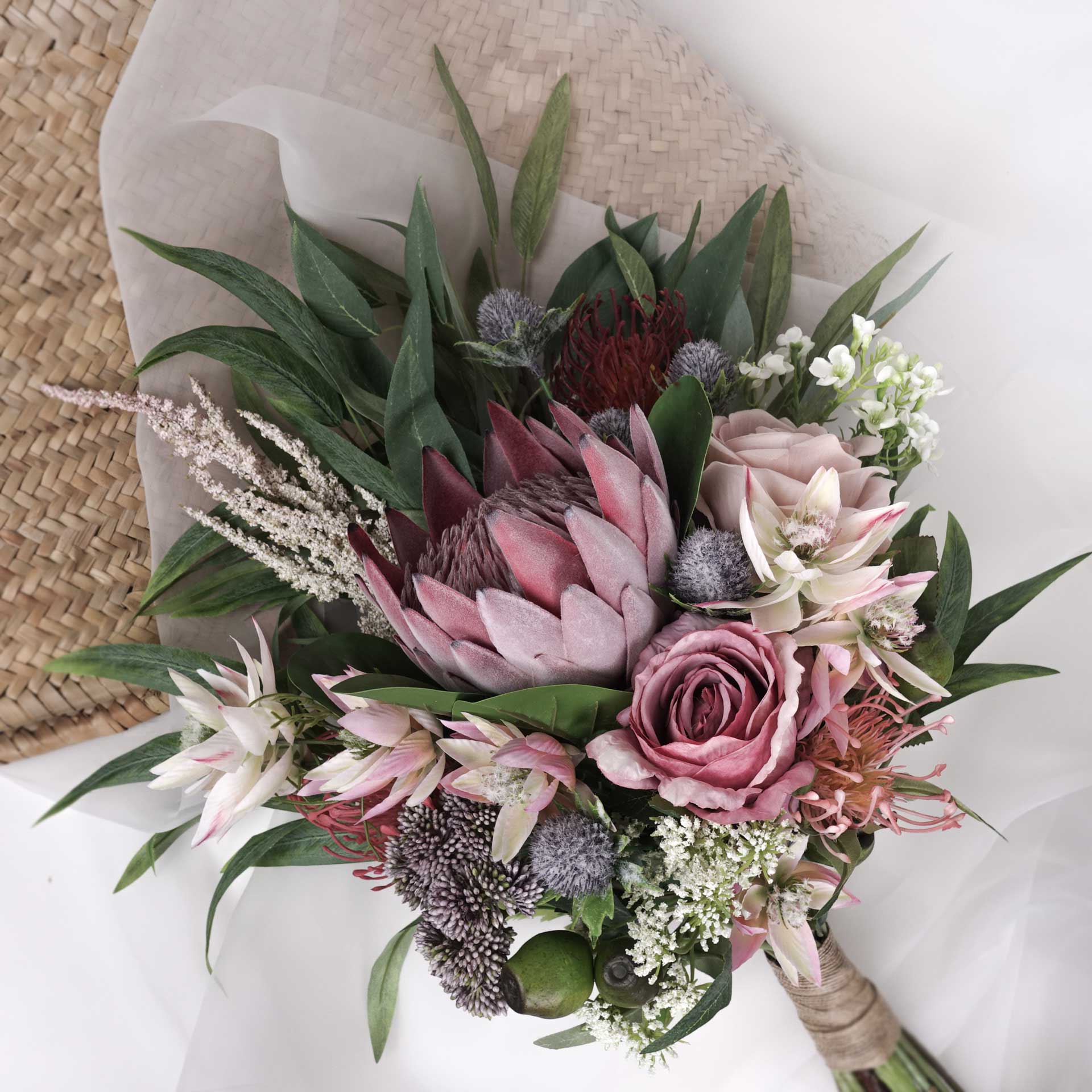 Artificial Native Flower Arrangement, Faux Flower Bouquet Wedding Bouquet