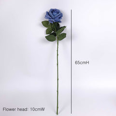 Real Touch Big Head Garden Rose Stem in Blue