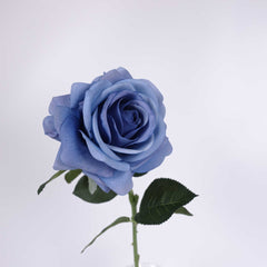 Real Touch Big Head Garden Rose Stem in Blue