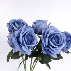 Real Touch Big Head Garden Rose Stem in Blue