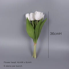 6 Stems Real Touch Tulip Bunch 36cmH