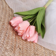 6 Stems Real Touch Tulip Bunch in Pink 36cmH