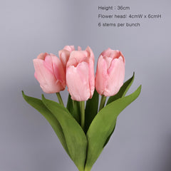 6 Stems Real Touch Tulip Bunch in Pink 36cmH