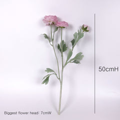 3 Head Ranunculus Stem in Rose Pink 50cmH