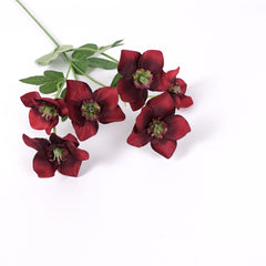 Artificial Hellebore Spray 60cmH in Burgundy