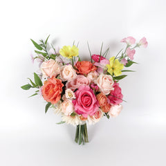 Orange Rose Pink Bouquet 35cmW