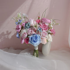 Pastel Pink Blue Rose Bouquet 35cmW