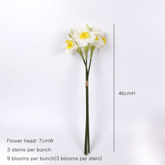 3 Stems White Daffodil Flower Bunch 46cmH