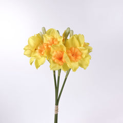 3 Stems Yellow Daffodil Flower Bunch 46cmH