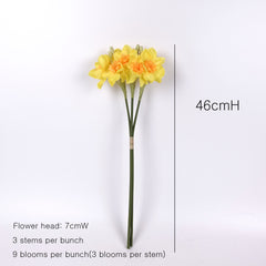 3 Stems Yellow Daffodil Flower Bunch 46cmH