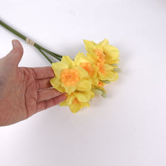 3 Stems Yellow Daffodil Flower Bunch 46cmH
