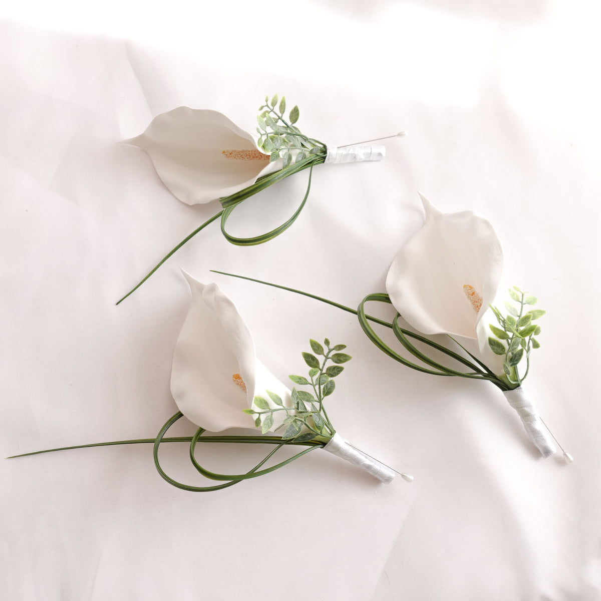 Artificial White Lily Boutonniere, Buttonhole 