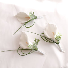 Artificial White Lily Boutonniere, Buttonhole 