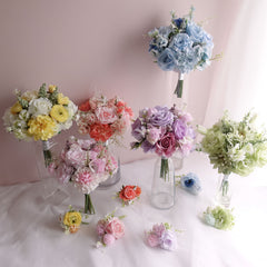 Pastel Bridesmaid Bouquet. Buttonhole