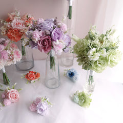 Pastel Bridesmaid Bouquet. Buttonhole