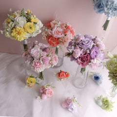 Pastel Bridesmaid Bouquet. Buttonhole