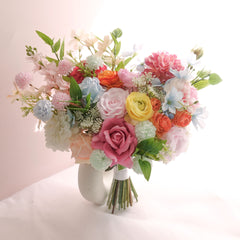 Pastel Rose Dahlia Ranunculus Wedding Bouquet 38cmW
