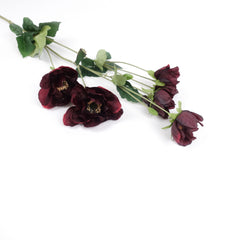 6 Heads Anemone Flower Stem Burgundy