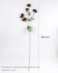 6 Heads Anemone Flower Stem Burgundy