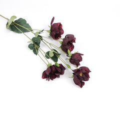 6 Heads Anemone Flower Stem Burgundy